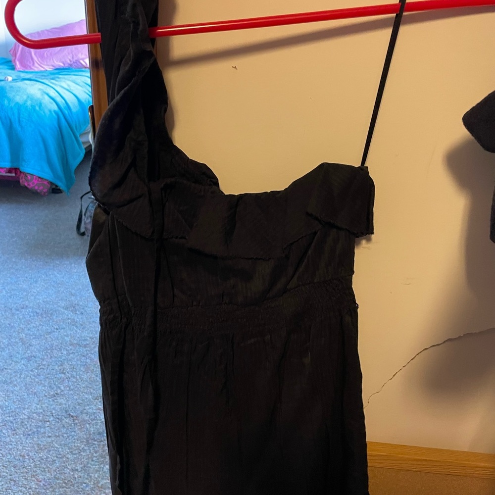 One shoulder black tank